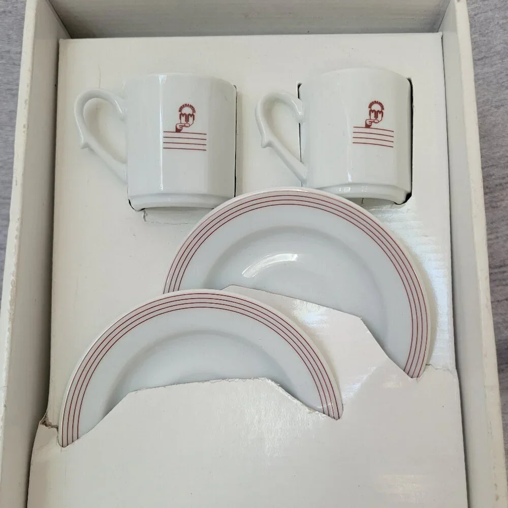 Set of 2 Kutahya Kurukahveci Turkish Porcelain  Coffee/Espresso Cup & Saucer